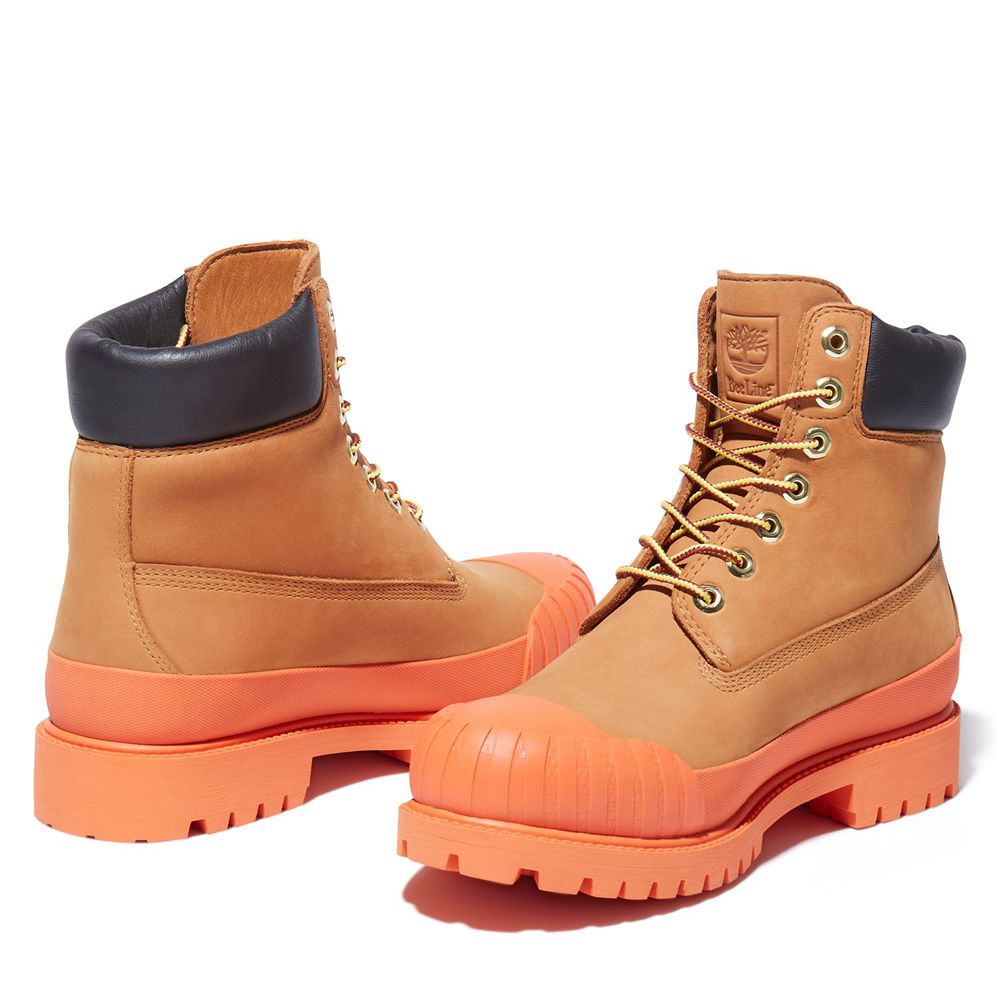 Bototos Timberland Hombre 6-Inch Bee Line X Waterproof Rubber Toe Marrones/Naranjas - Chile TED-6928